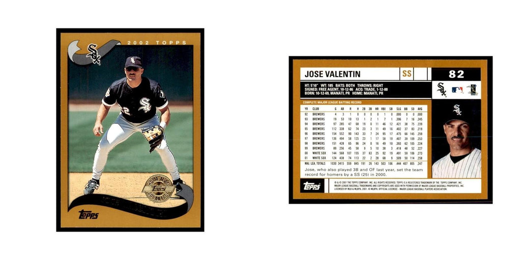 2002 Topps Home Team Advantage Jose Valentin Baseball Cards #82