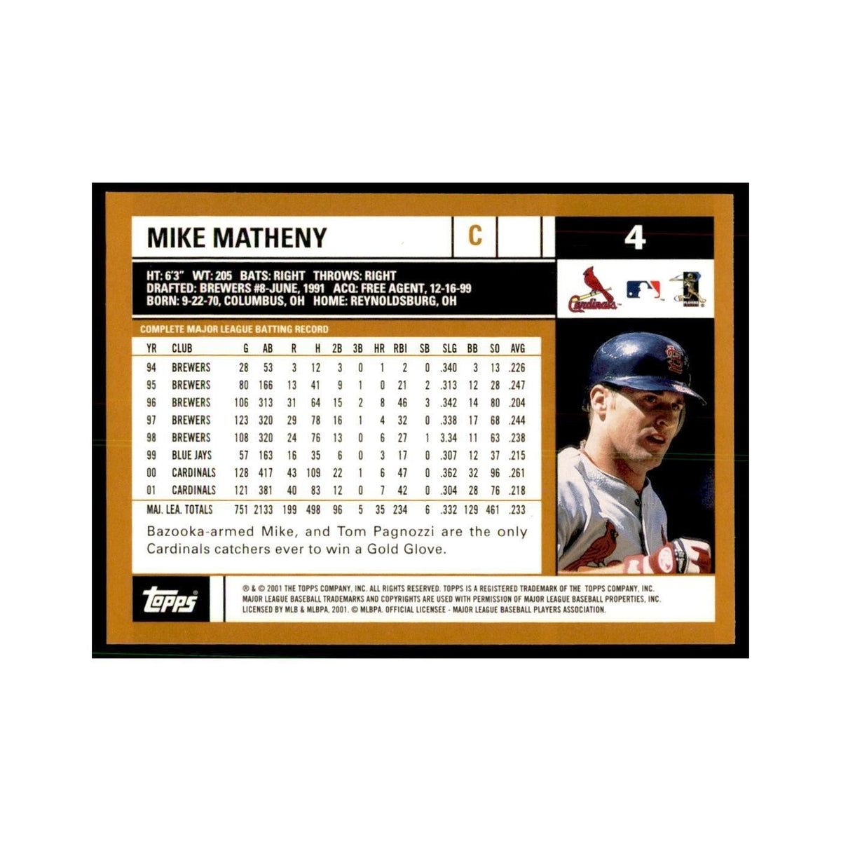 2002 Topps Home Team Advantage Mike Matheny Baseball Cards #4