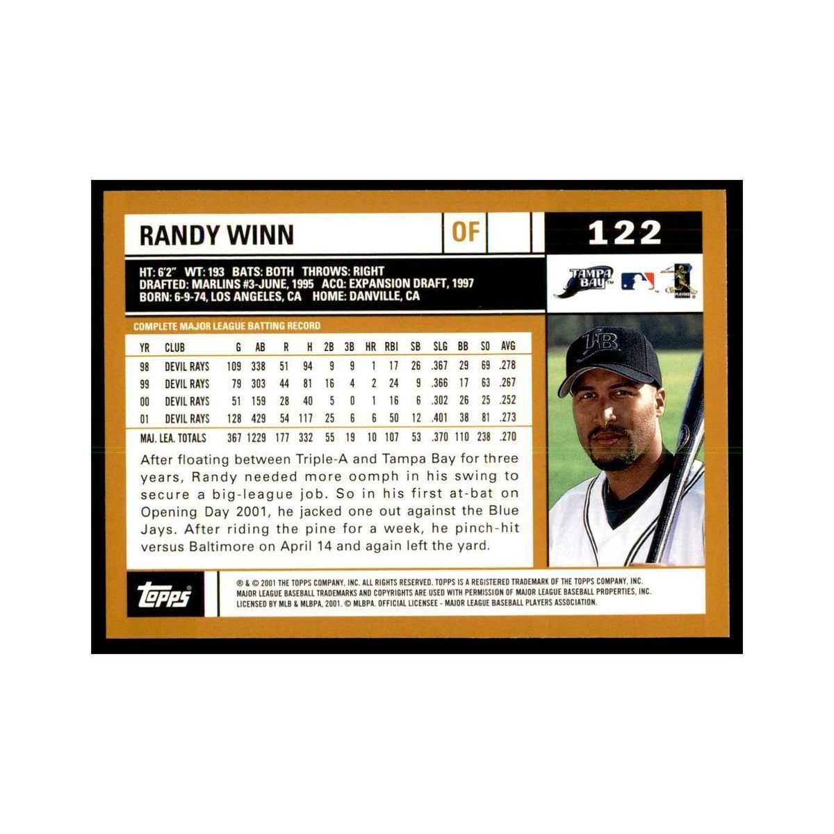 2002 Topps Home Team Advantage Randy Winn Baseball Cards #122