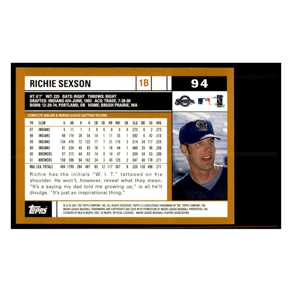 2002 Topps Home Team Advantage Richie Sexson Baseball Cards #94