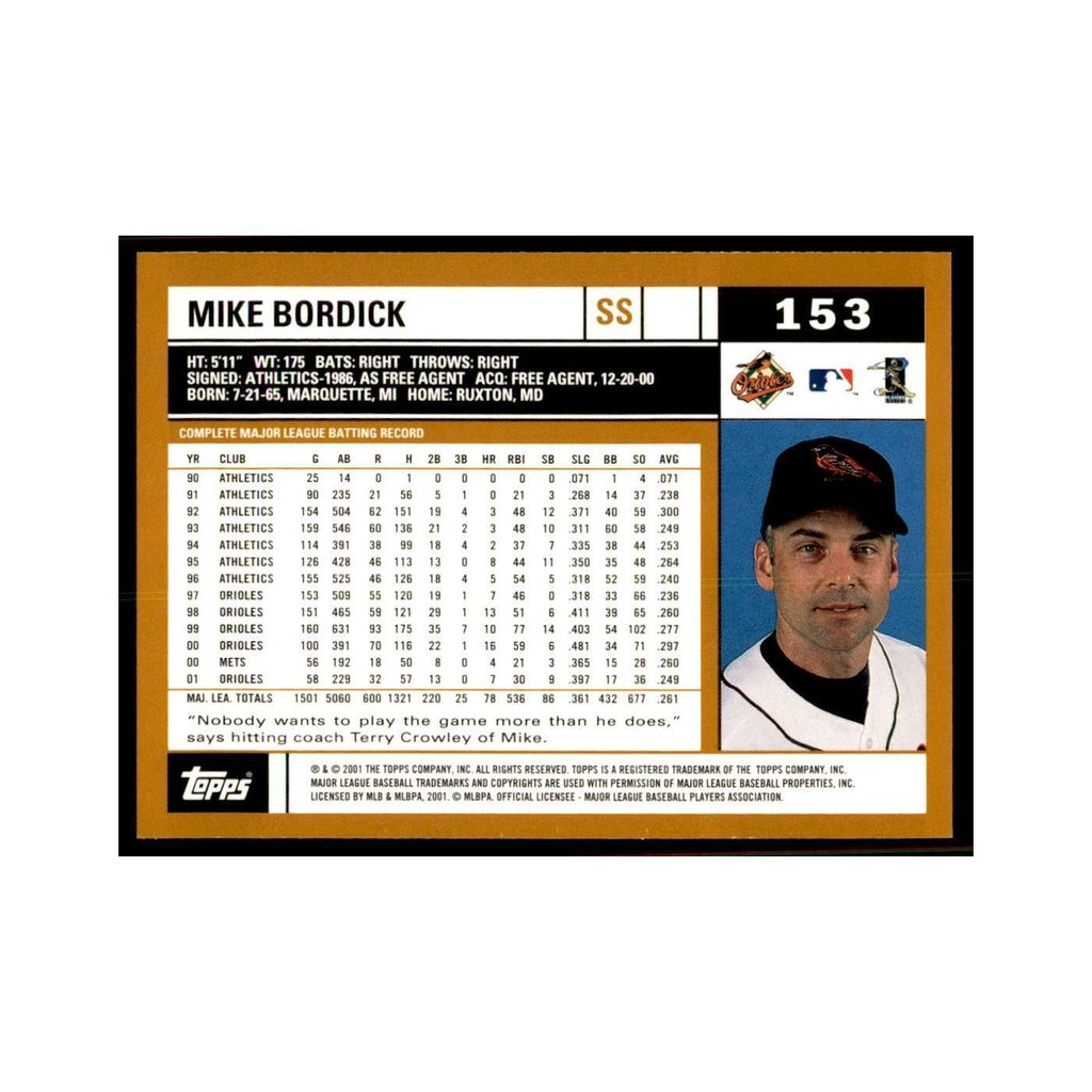 2002 Topps Home Team Advantage Mike Bordick Baseball Cards #153