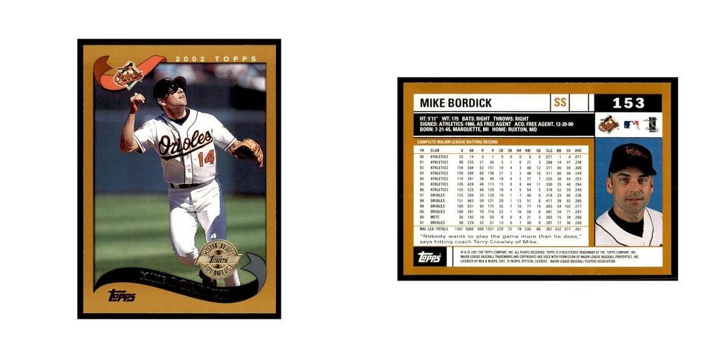 2002 Topps Home Team Advantage Mike Bordick Baseball Cards #153