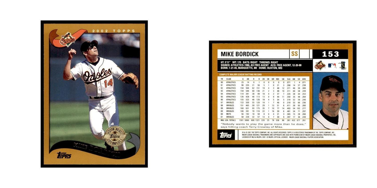 2002 Topps Home Team Advantage Mike Bordick Baseball Cards #153