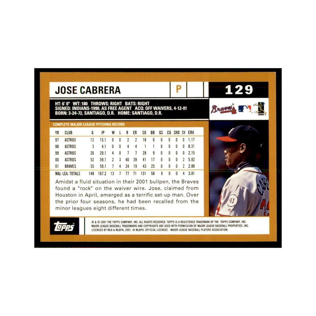 2002 Topps Home Team Advantage Jose Cabrera Baseball Cards #129