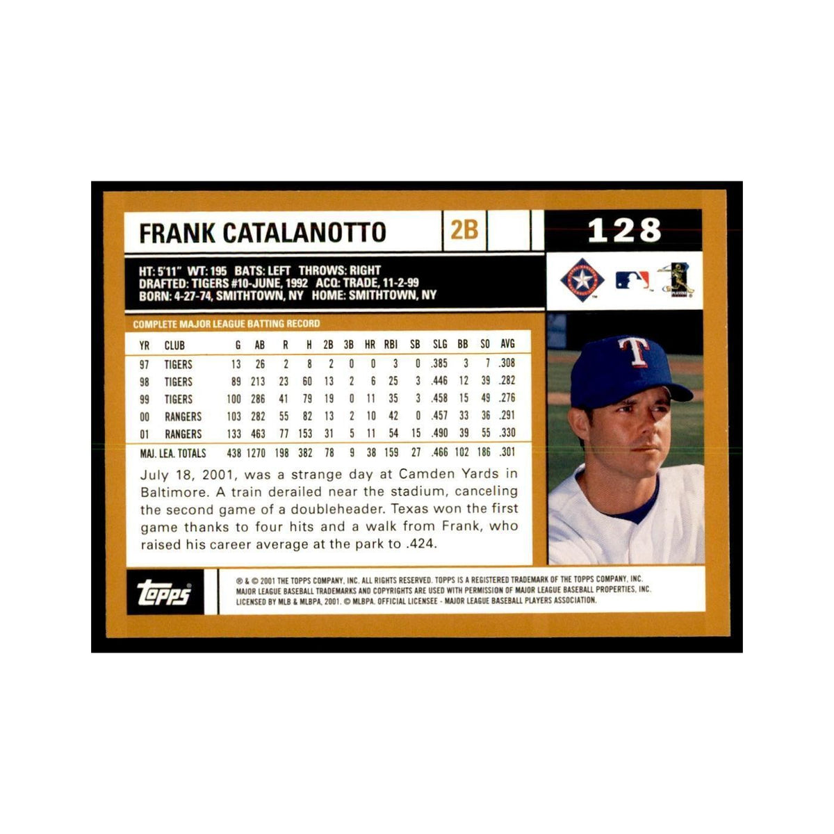 2002 Topps Home Team Advantage Frank Catalanotto Baseball Cards #128