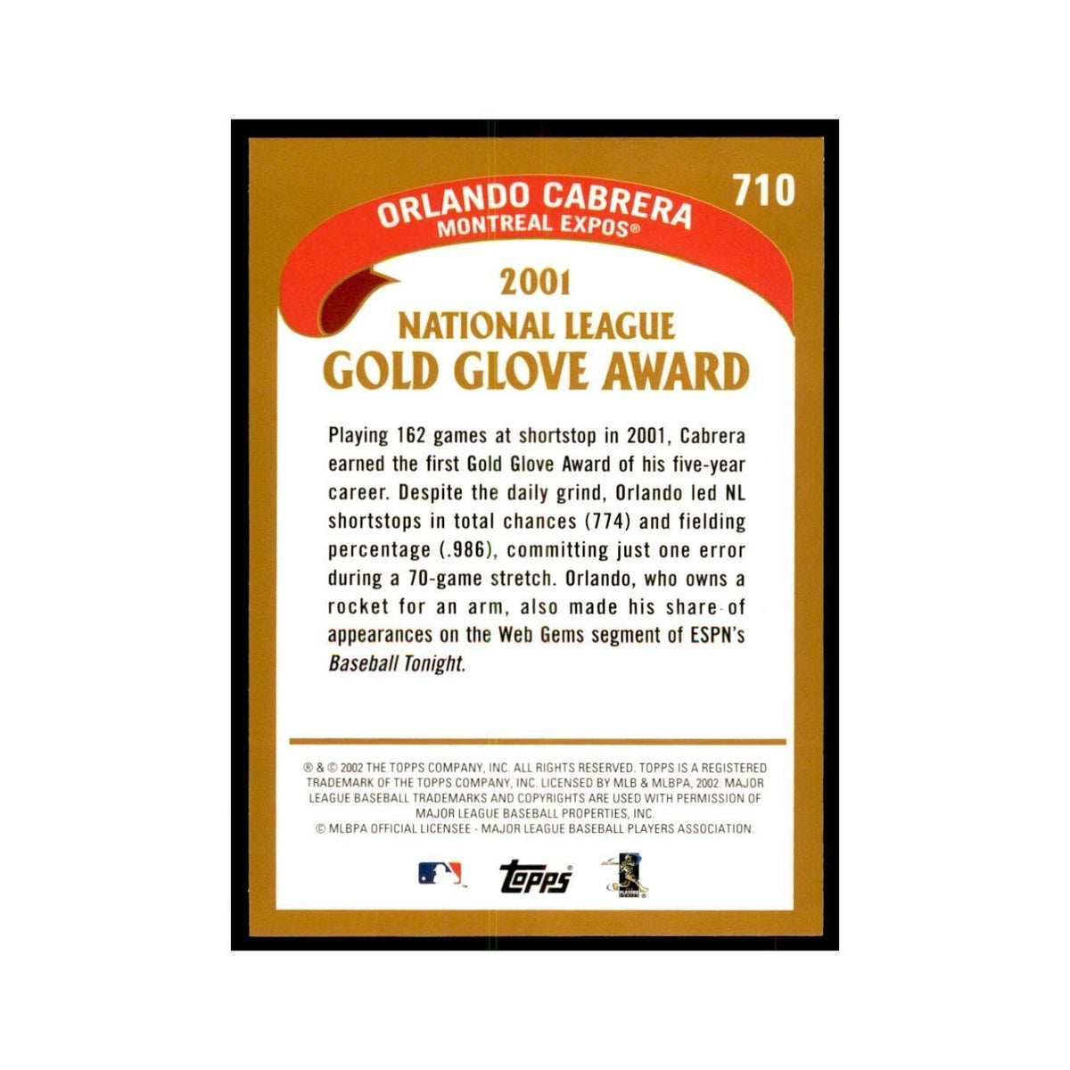 2002 Topps Home Team Advantage Orlando Cabrera Baseball Cards #710