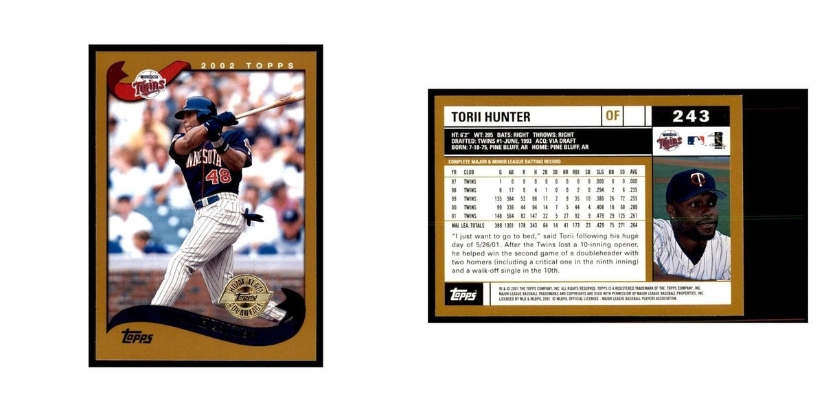 2002 Topps Home Team Advantage Torii Hunter Baseball Cards #243