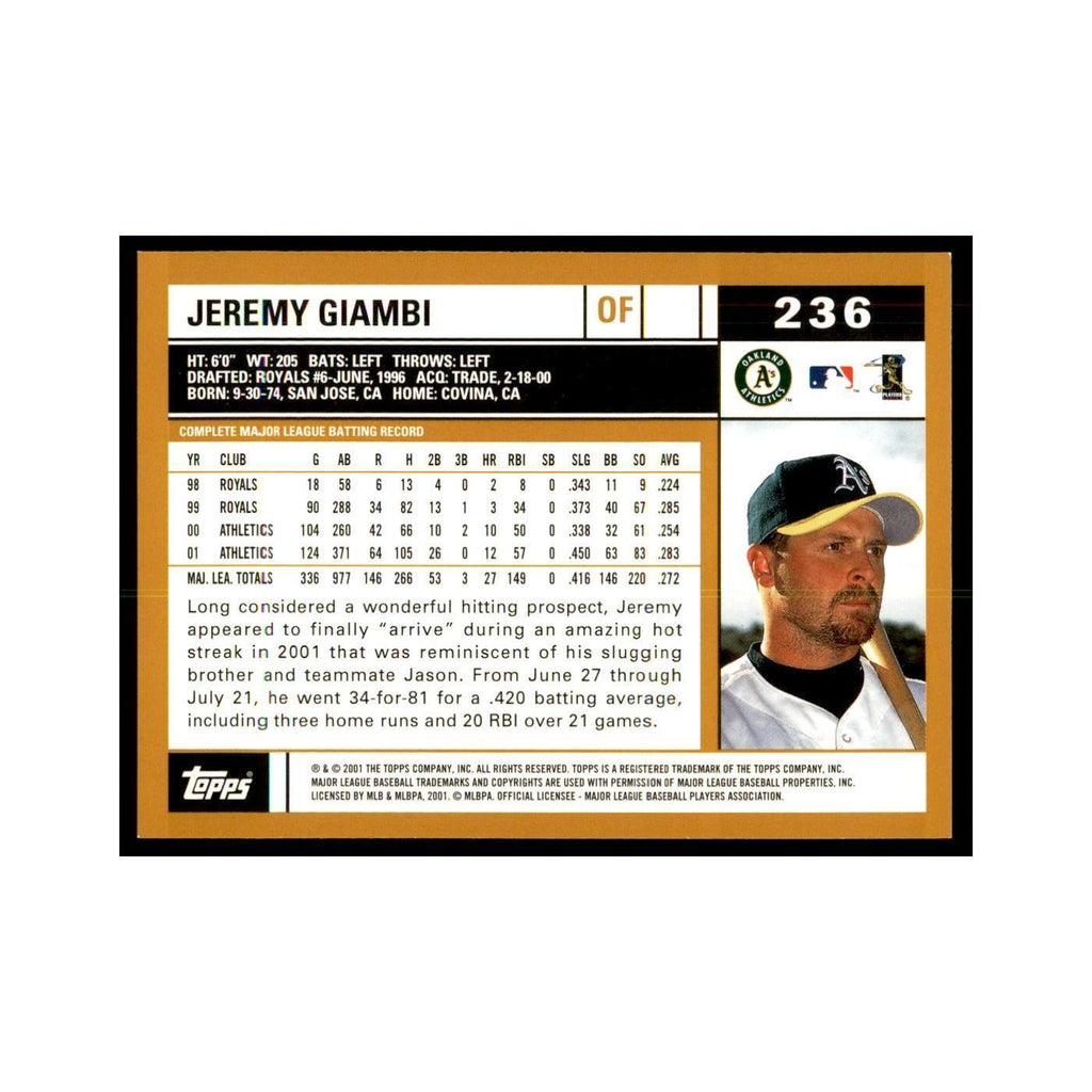 2002 Topps Home Team Advantage Jeremy Giambi Baseball Cards #236