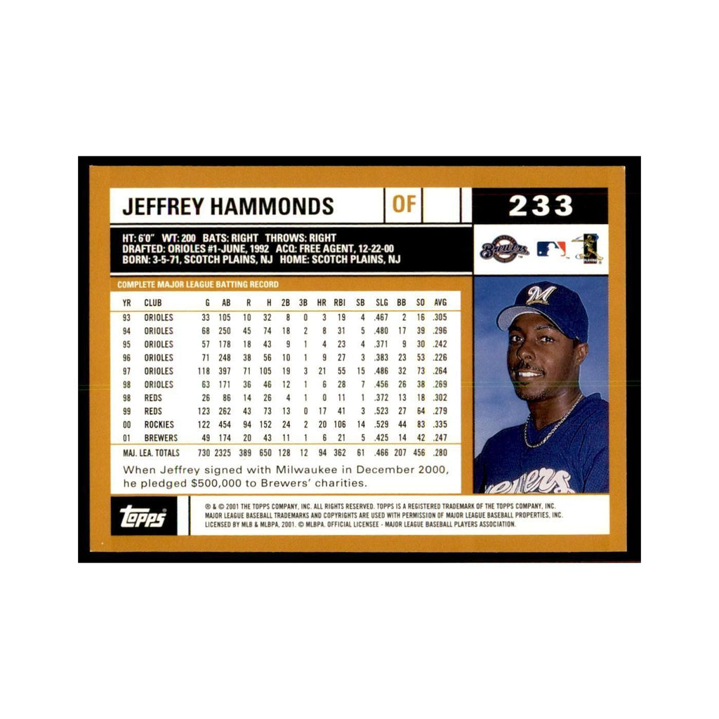 2002 Topps Home Team Advantage Jeffrey Hammonds Baseball Cards #233
