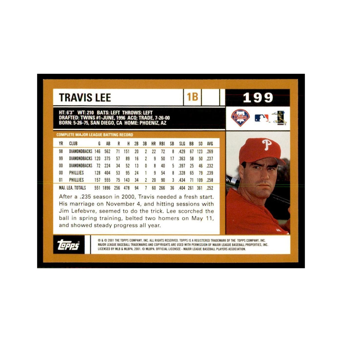 2002 Topps Home Team Advantage Travis Lee Baseball Cards #199