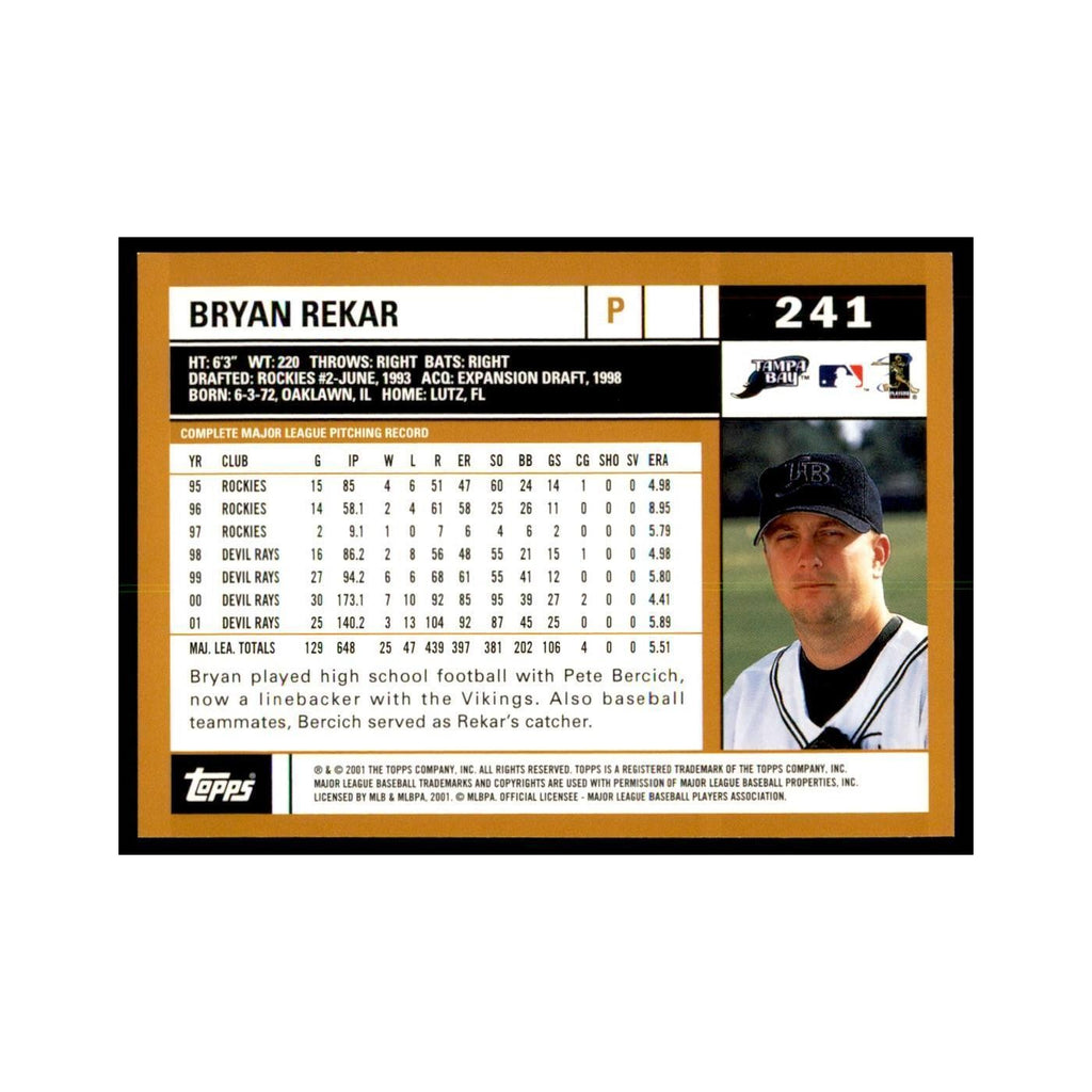2002 Topps Home Team Advantage Bryan Rekar Baseball Cards #241