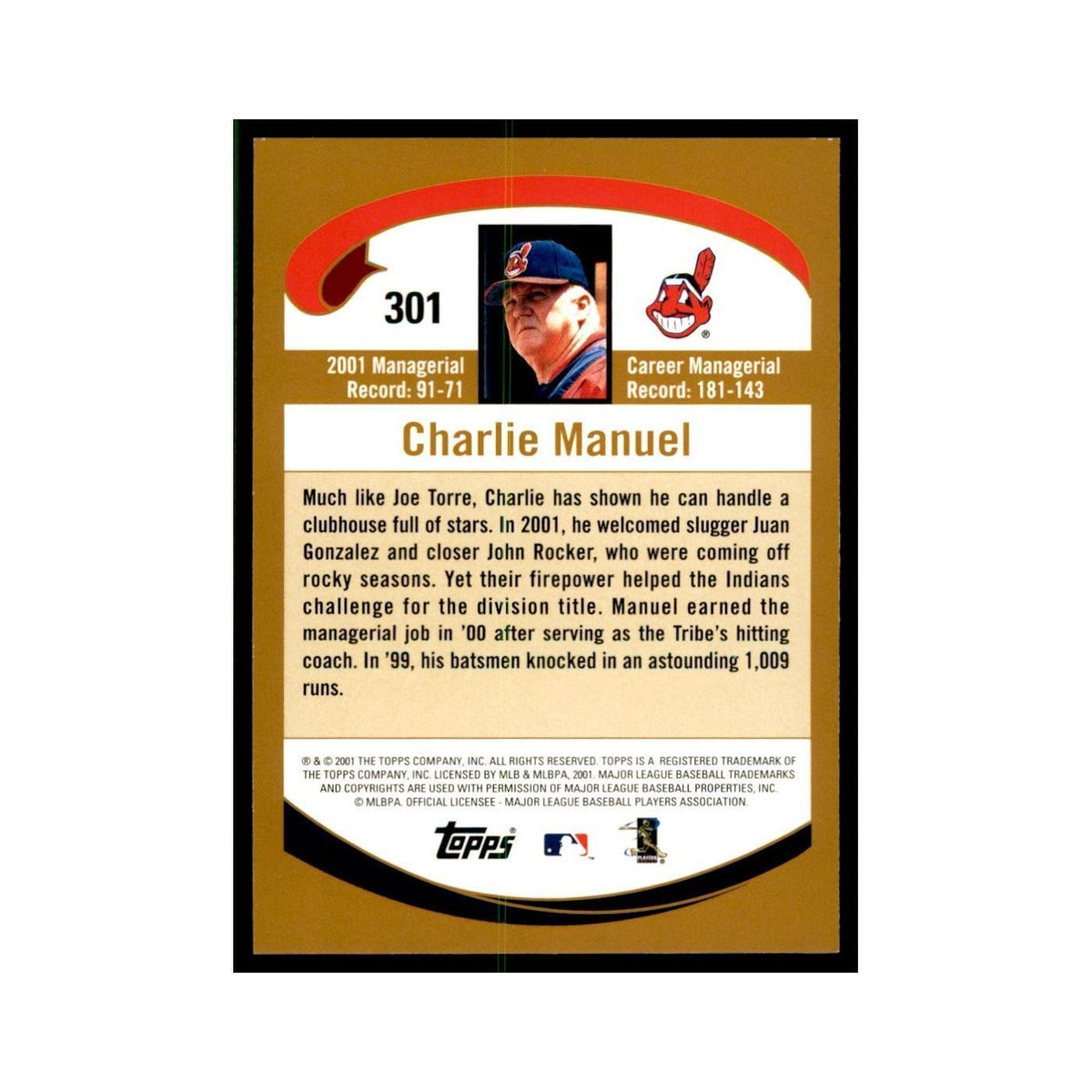 2002 Topps Home Team Advantage Charlie Manuel Baseball Cards #301