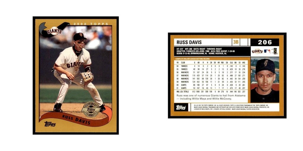 2002 Topps Home Team Advantage Russ Davis Baseball Cards #206