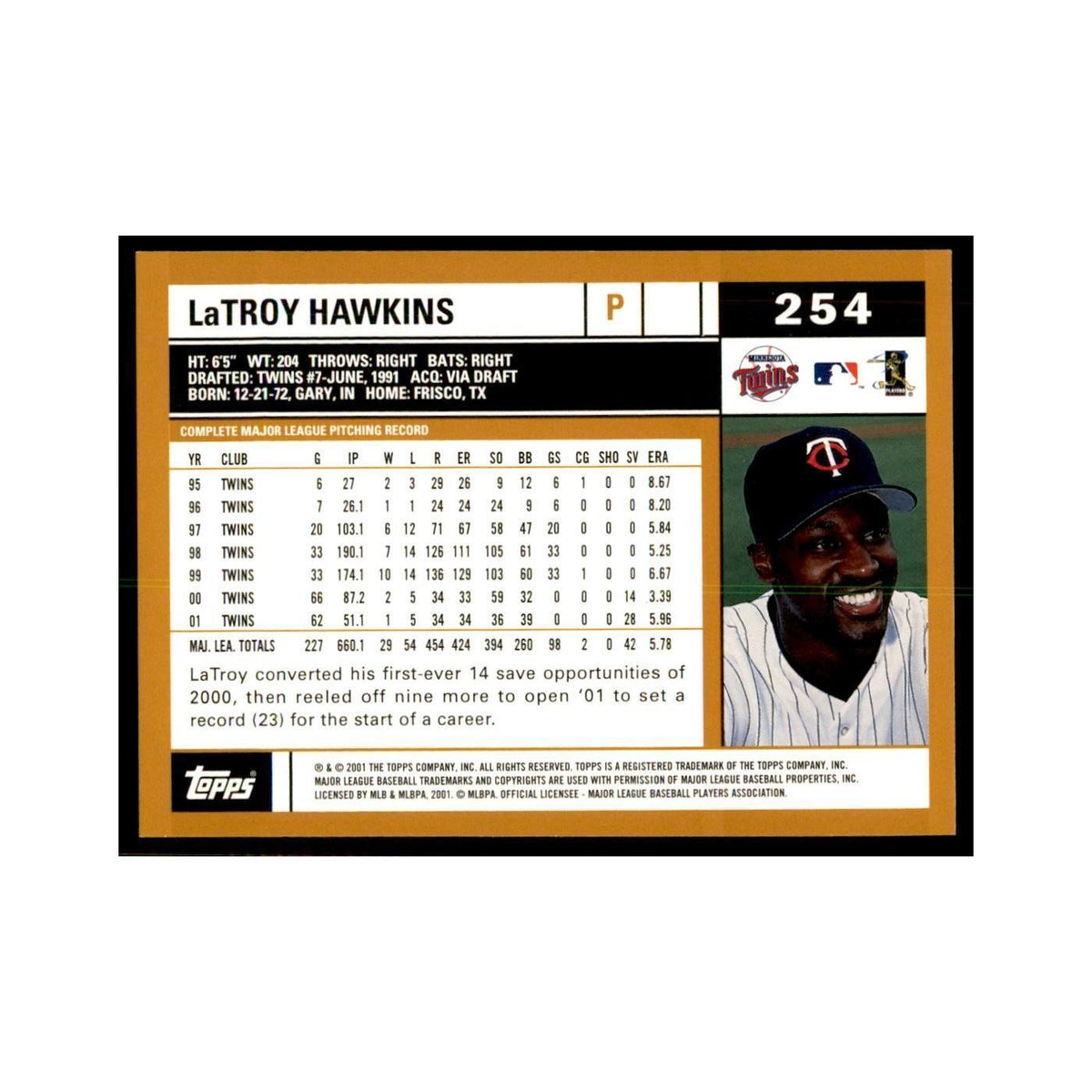 2002 Topps Home Team Advantage LaTroy Hawkins Baseball Cards #254