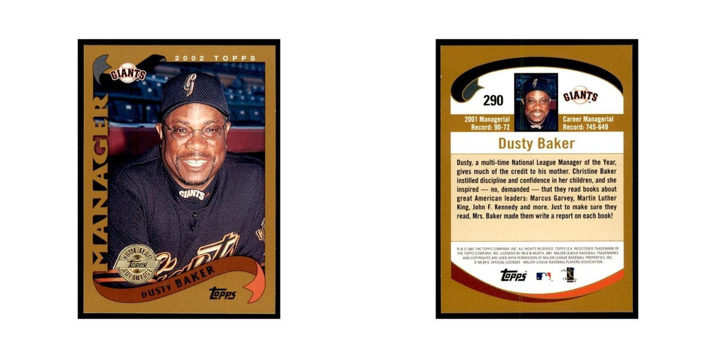 2002 Topps Home Team Advantage Dusty Baker Baseball Cards #290