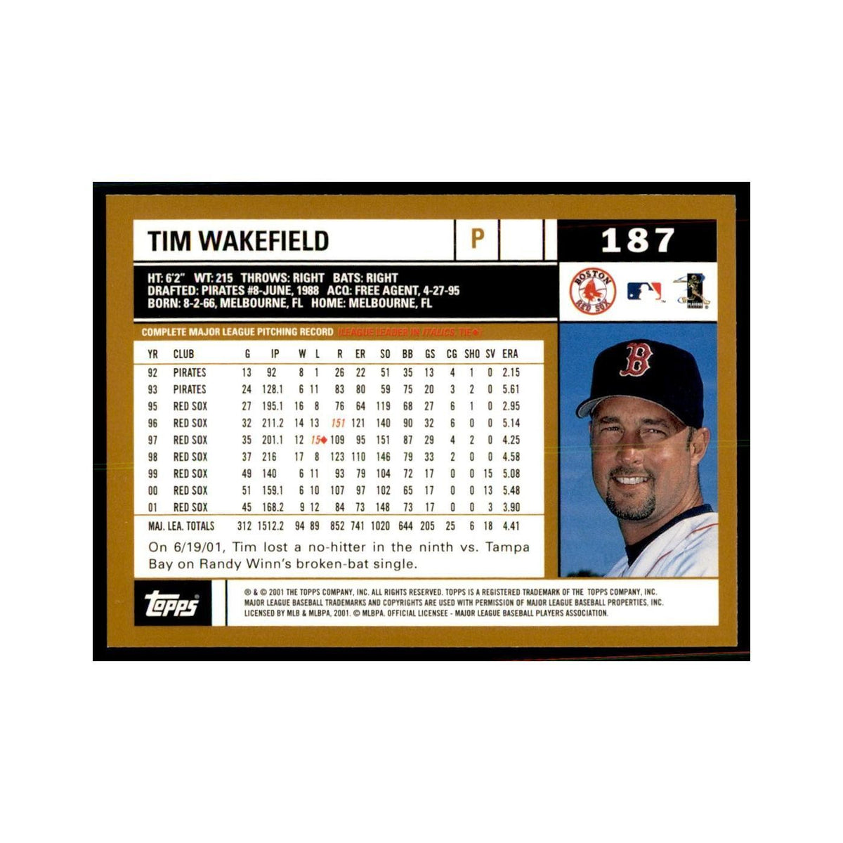 2002 Topps Home Team Advantage Tim Wakefield Baseball Cards #187