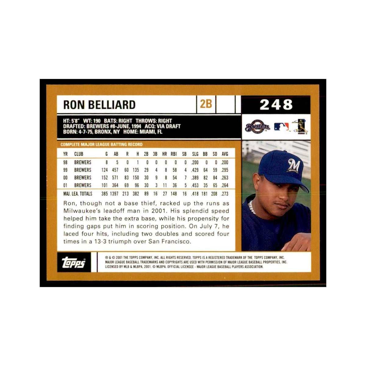 2002 Topps Home Team Advantage Ronnie Belliard Baseball Cards #248