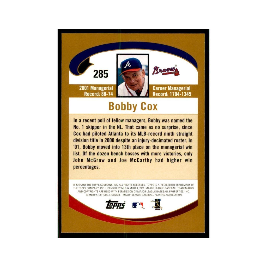 2002 Topps Home Team Advantage Bobby Cox Baseball Cards #285