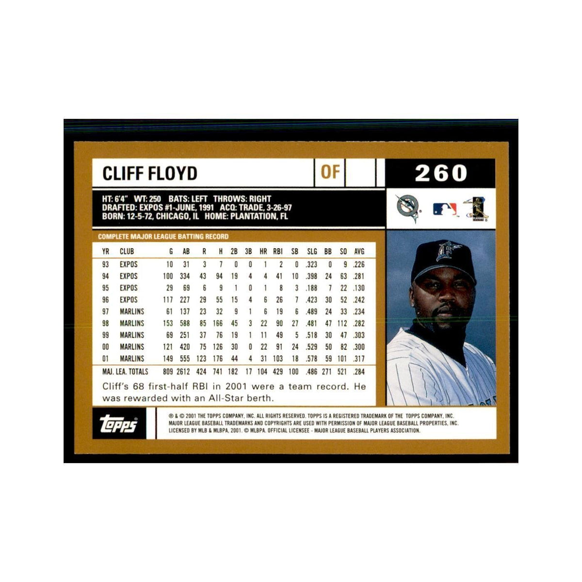 2002 Topps Home Team Advantage Cliff Floyd Baseball Cards #260