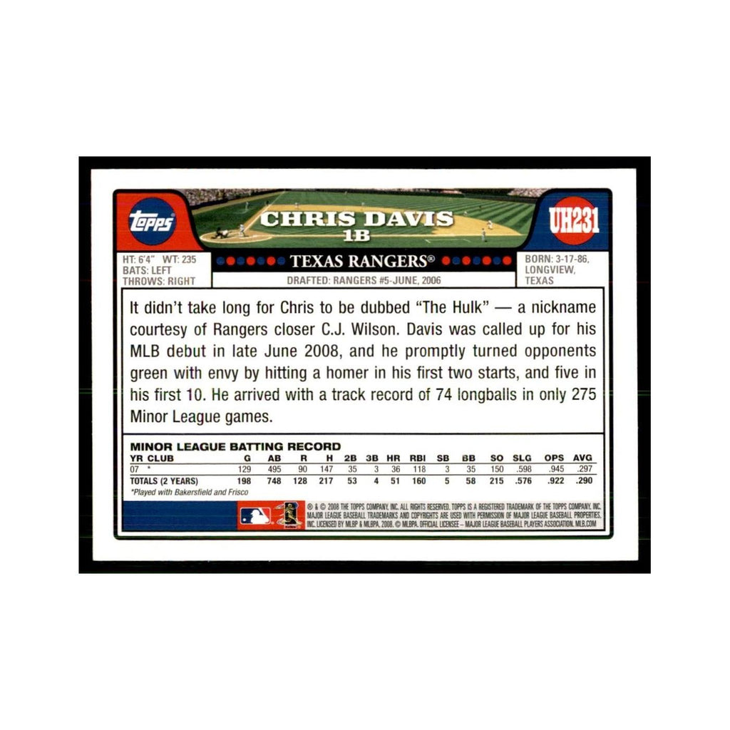 2008 Topps Chris Davis Baseball Cards #UH231
