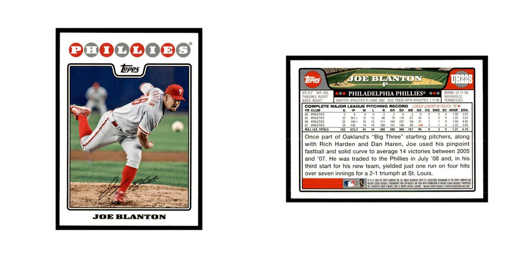 2008 Topps Joe Blanton Baseball Cards #UH228