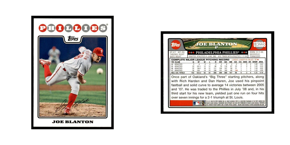 2008 Topps Joe Blanton Baseball Cards #UH228