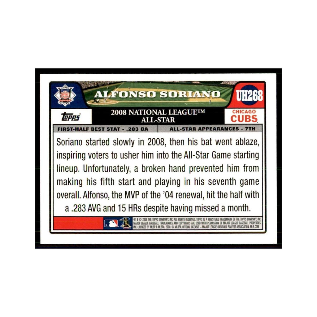 2008 Topps Alfonso Soriano Baseball Cards #UH268