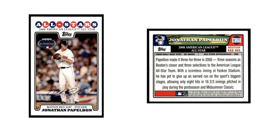 2008 Topps Jonathan Papelbon Baseball Cards #UH68