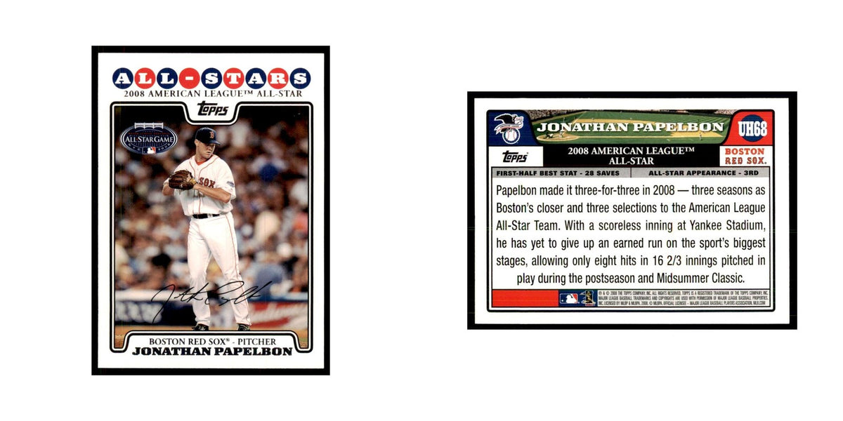 2008 Topps Jonathan Papelbon Baseball Cards #UH68
