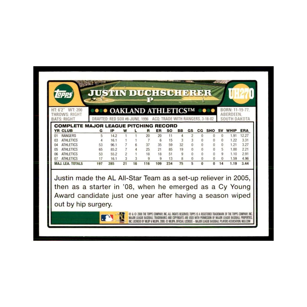2008 Topps Justin Duchscherer Baseball Cards #UH270