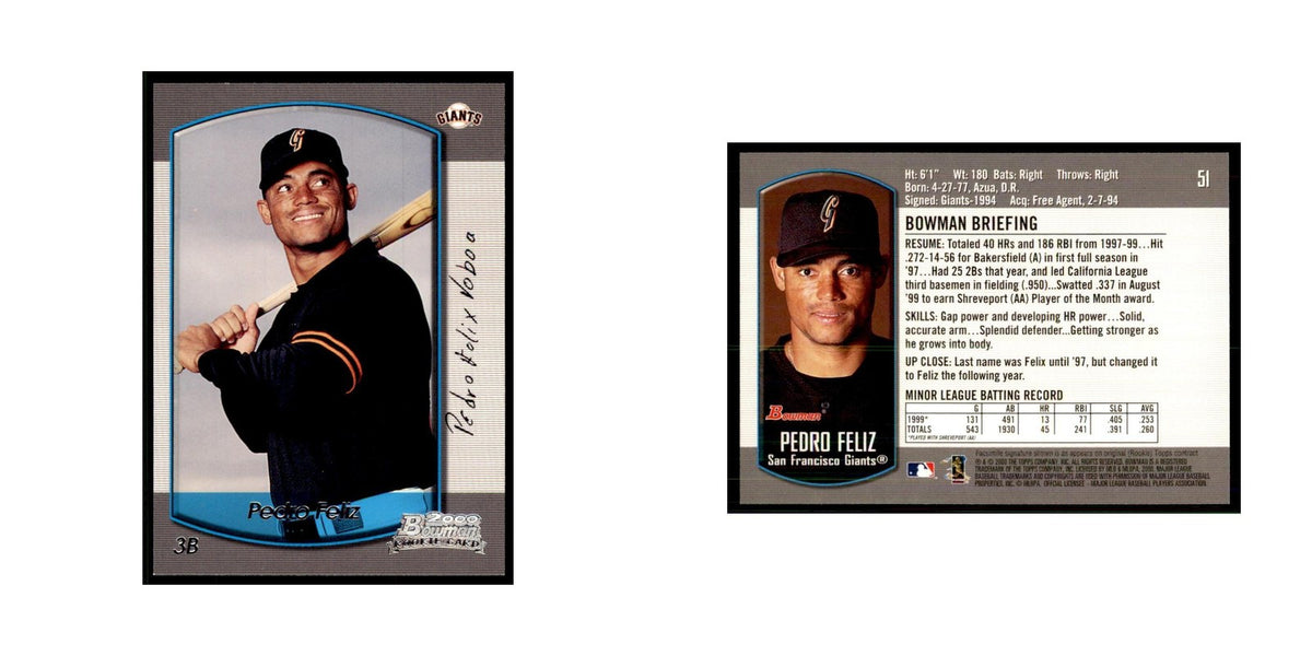 2000 Bowman Draft Picks & Rookies Pedro Felix Baseball Cards #51