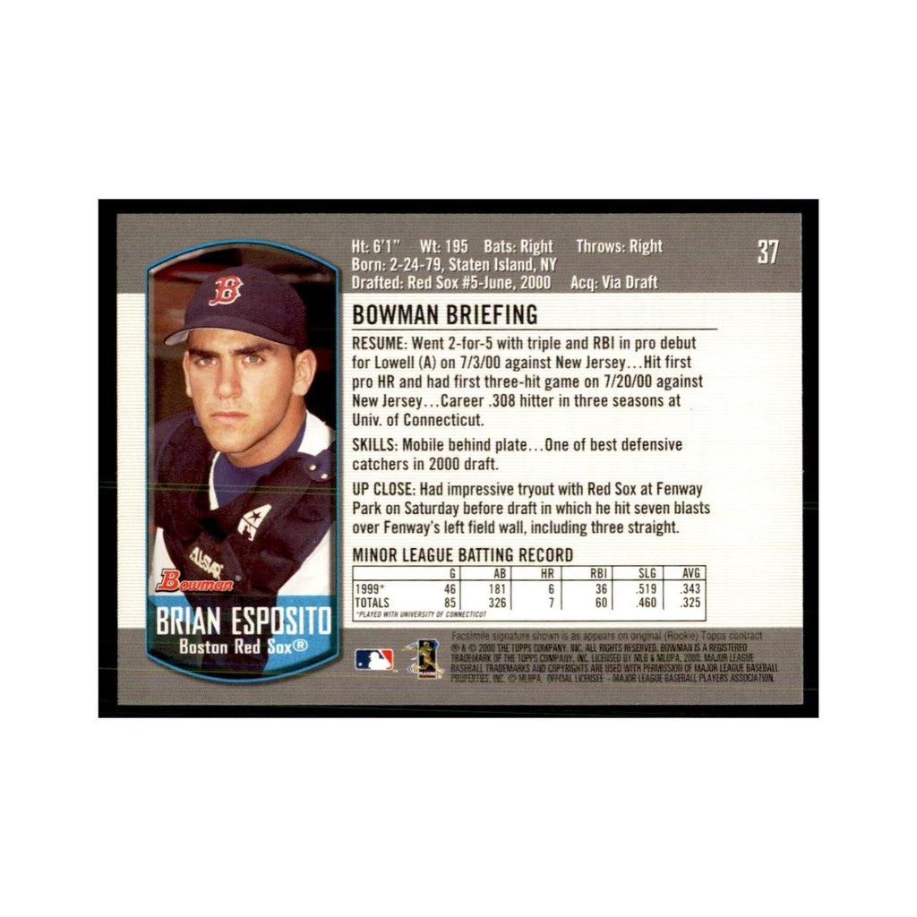 2000 Bowman Draft Picks & Rookies Brian Esposito Baseball Cards #6