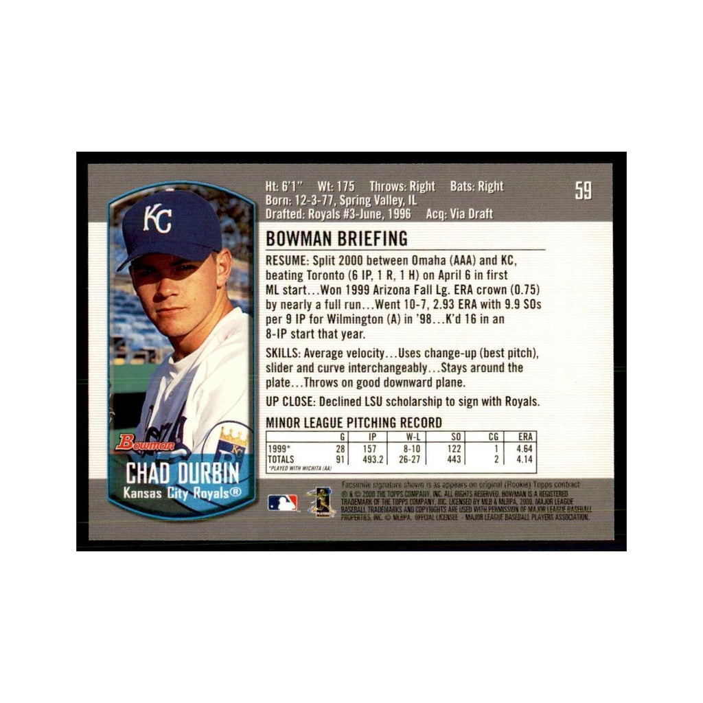 2000 Bowman Draft Picks & Rookies Chad Durbin Baseball Cards #59