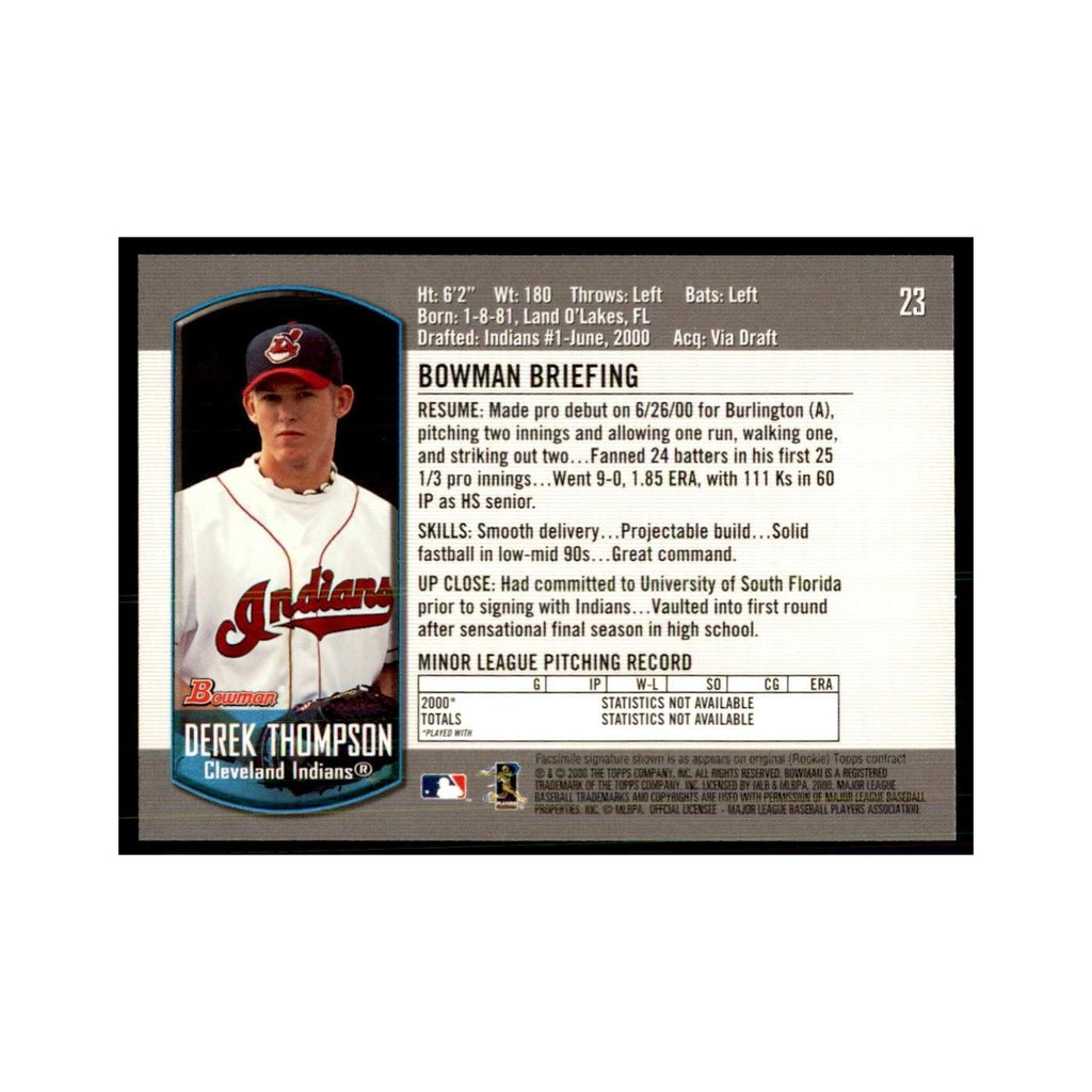 2000 Bowman Draft Picks & Rookies Derek Thompson Baseball Cards #23