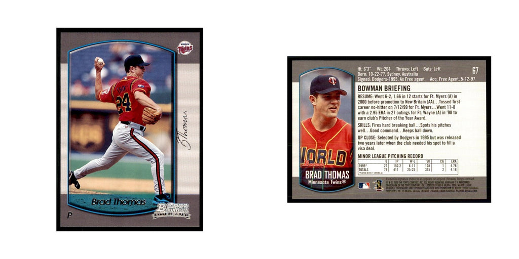 2000 Bowman Draft Picks & Rookies Brad Thomas Baseball Cards #67