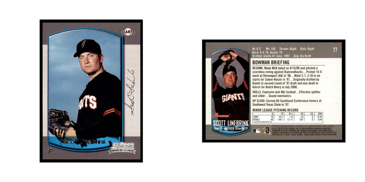 2000 Bowman Draft Picks & Rookies Scott Linebrink Baseball Cards #77