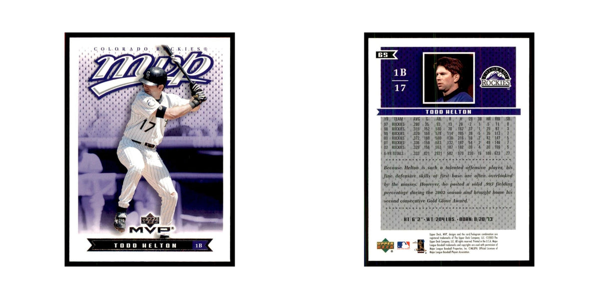 2003 Upper Deck MVP Todd Helton Baseball Cards #65