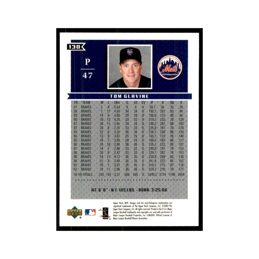2003 Upper Deck MVP Tom Glavine Baseball Cards #130