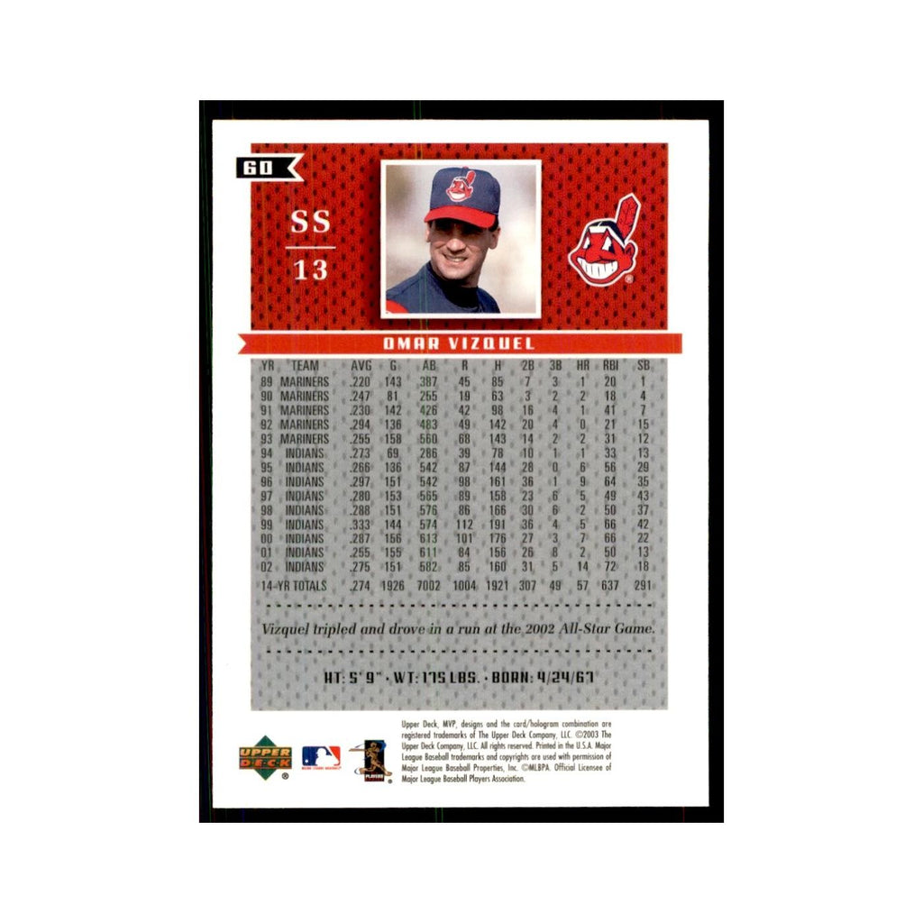 2003 Upper Deck MVP Omar Vizquel Baseball Cards #60