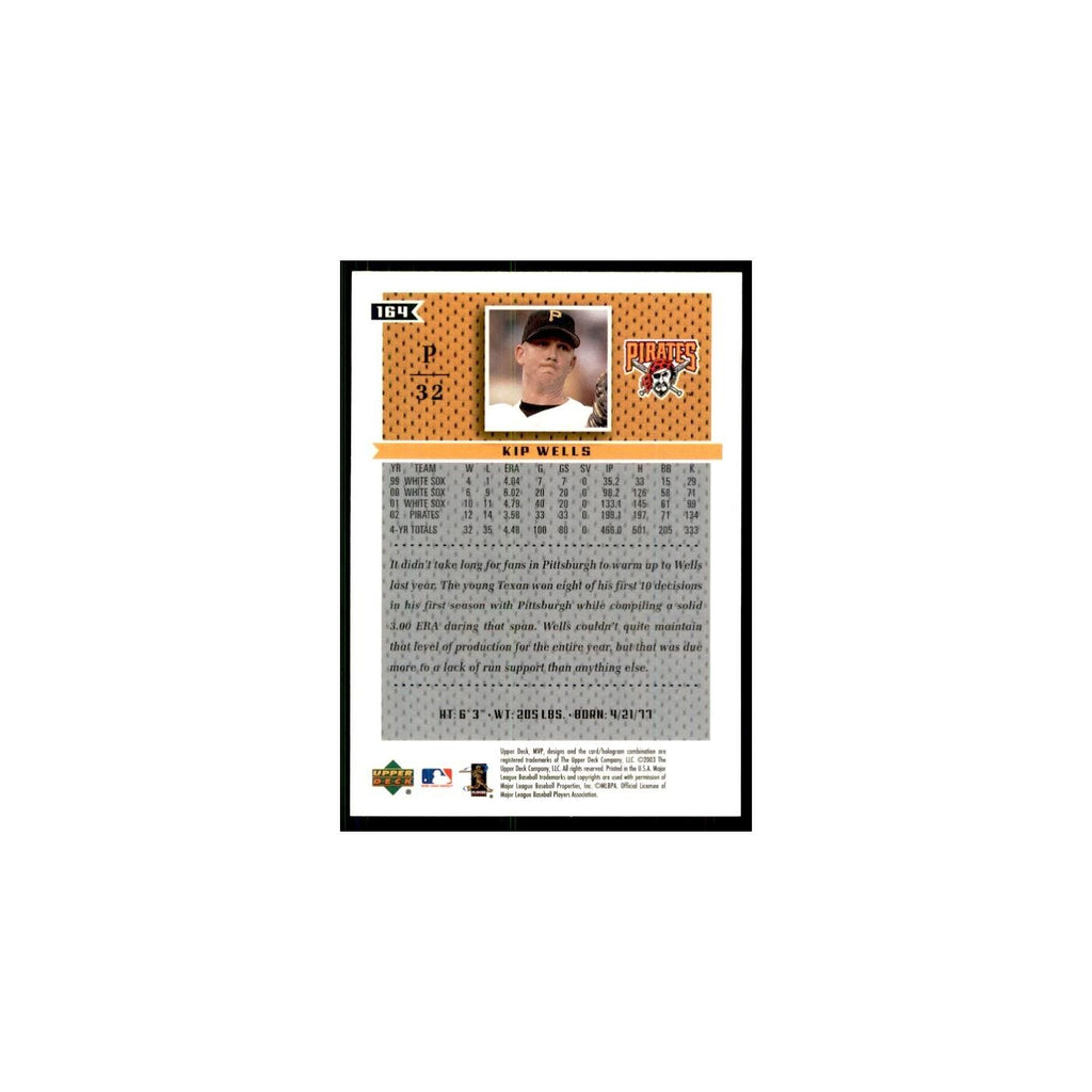2003 Upper Deck MVP Kip Wells Baseball Cards #164