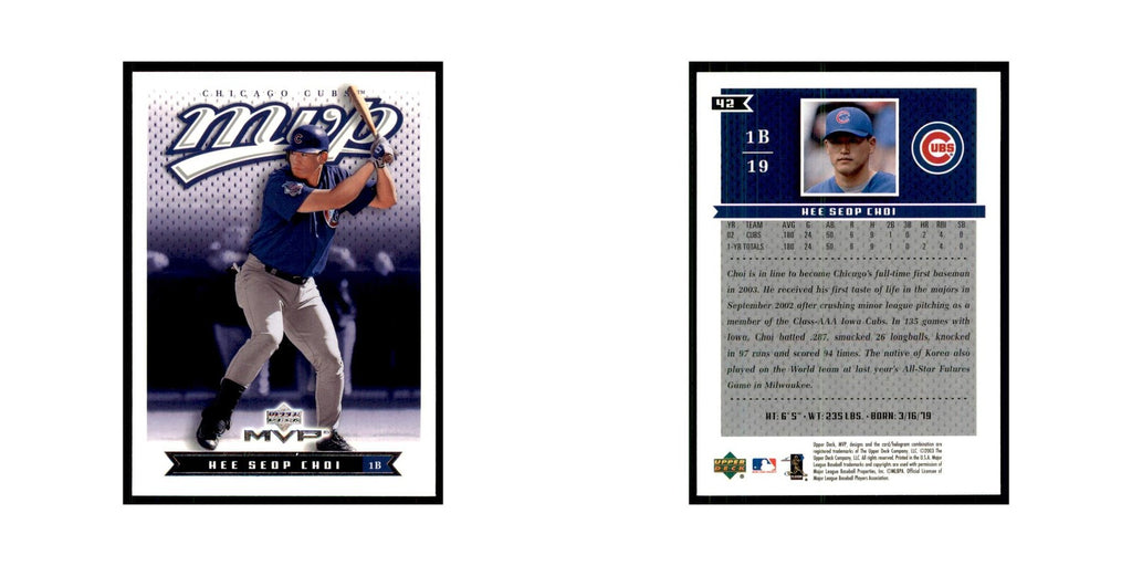 2003 Upper Deck MVP Hee Seop Choi Baseball Cards #42