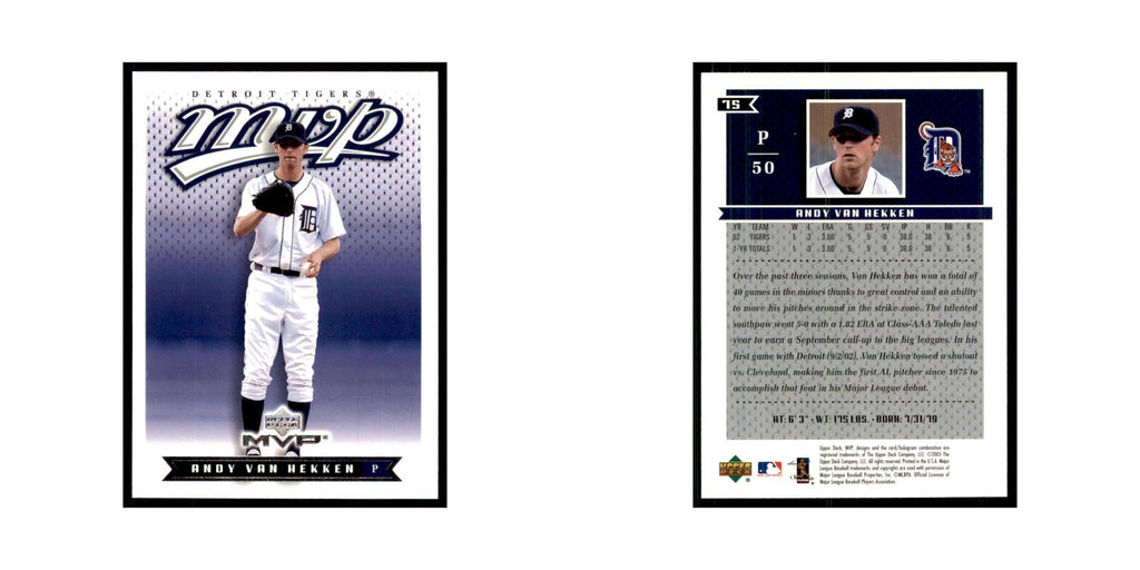 2003 Upper Deck MVP Andy Van Hekken Baseball Cards #75