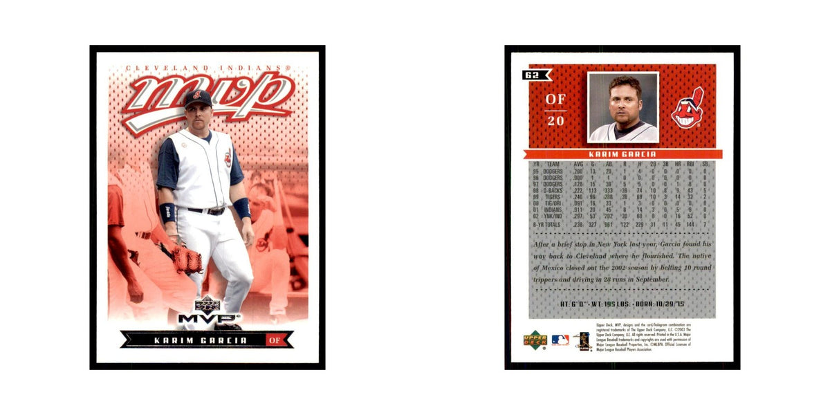 2003 Upper Deck MVP Karim Garcia Baseball Cards #62
