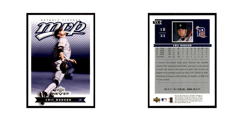 2003 Upper Deck MVP Eric Munson Baseball Cards #77