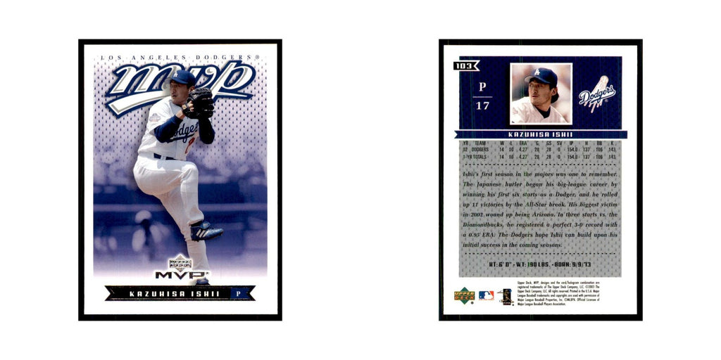 2003 Upper Deck MVP Kazuhisa Ishii Baseball Cards #103