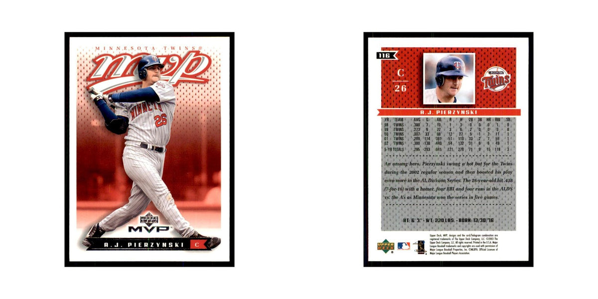 2003 Upper Deck MVP A.J. Pierzynski Baseball Cards #116