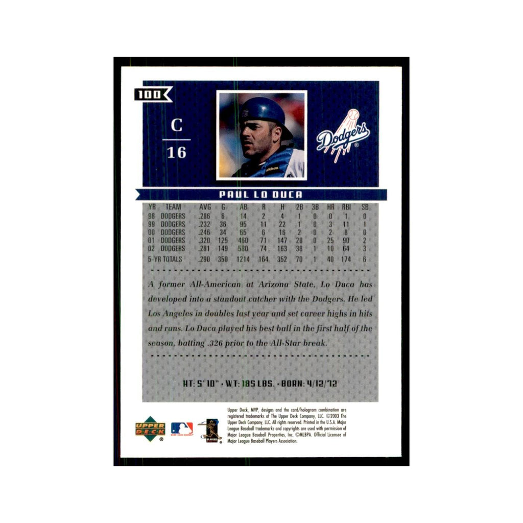 2003 Upper Deck MVP Paul Lo Duca Baseball Cards #100