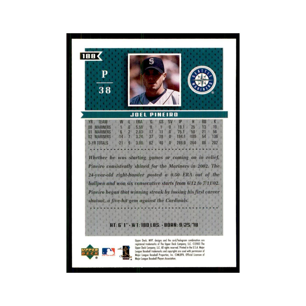 2003 Upper Deck MVP Joel Pineiro Baseball Cards #188