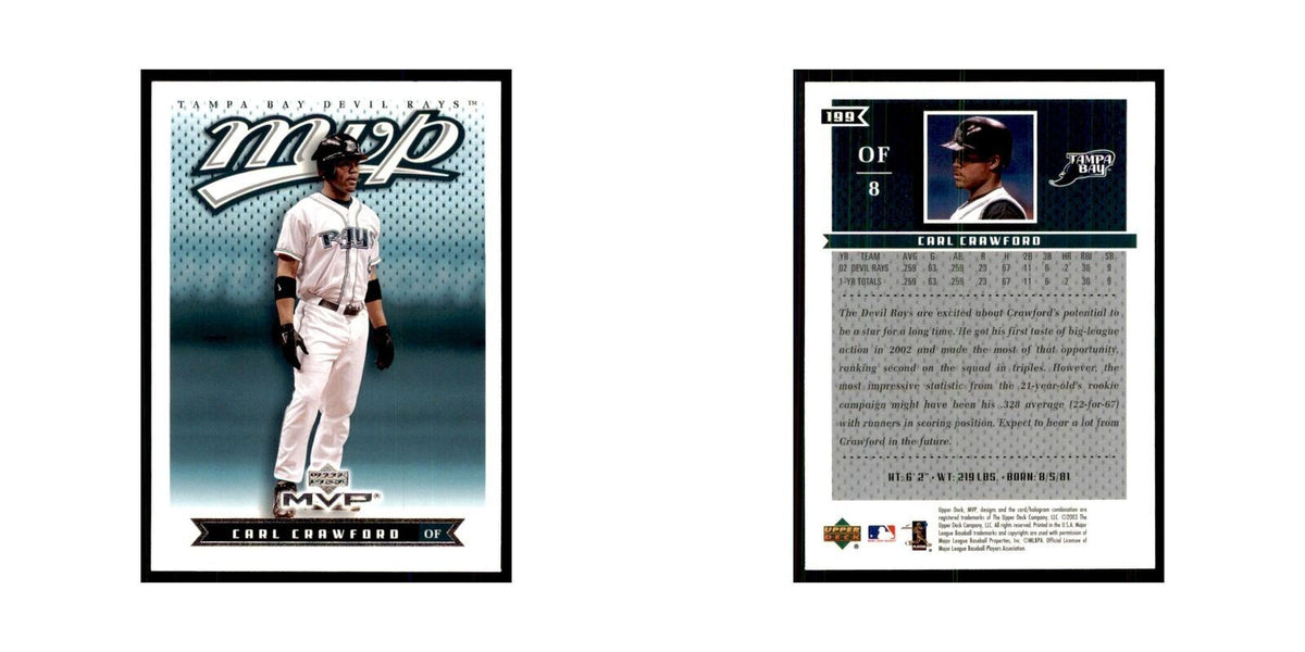 2003 Upper Deck MVP Carl Crawford Baseball Cards #199