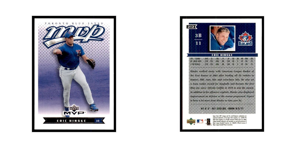 2003 Upper Deck MVP Eric Hinske Baseball Cards #212